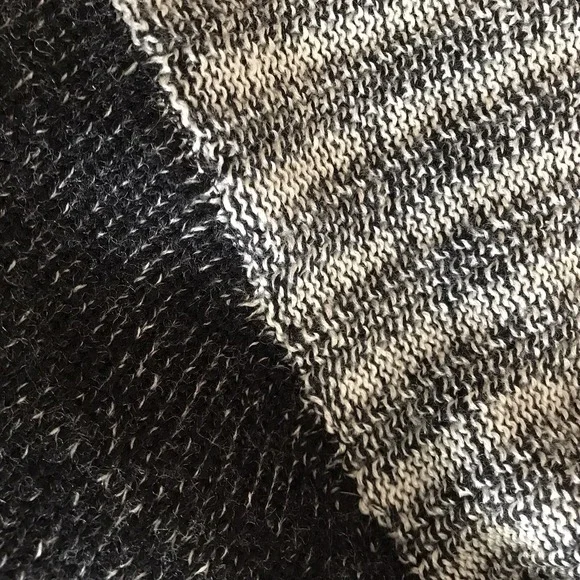 CAbi Medium Wool Blend Open Front Patchwork Cardigan Sweater Black Gray Knit - Picture 7 of 9